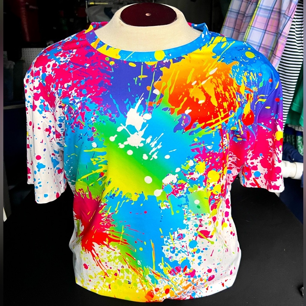 Crewneck Paint Splatter/Graffiti Jersey Top